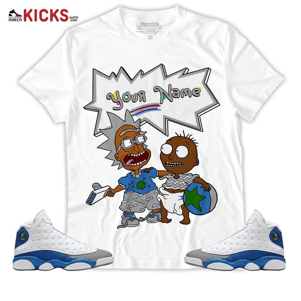 Sneaker Shirt Match Jordan 13 French Blue – Custom Name Rich And Drip Rugrats 90s – French Blue 13s MKO T-Shirt