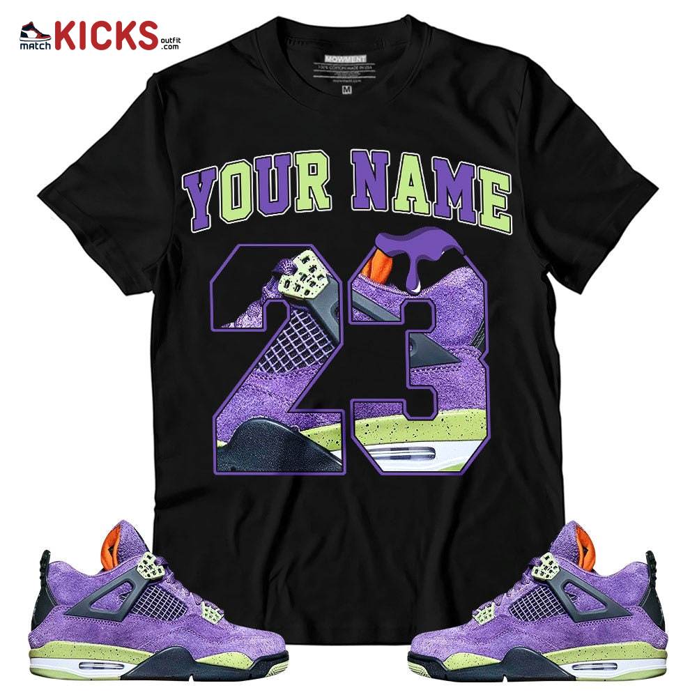 Sneaker Shirt Match Jordan 4 Canyon Purple – Custom Name Number 23 Drip Shoes – Canyon Purple 4s MKO T-Shirt