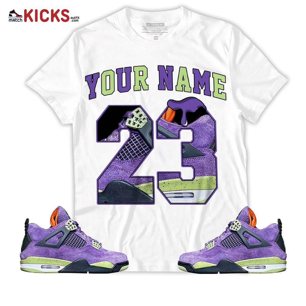 Sneaker Shirt Match Jordan 4 Canyon Purple – Custom Name Number 23 Drip Shoes – Canyon Purple 4s MKO T-Shirt Sneaker Shirt Match Jordan 4 Canyon Purple – Custom Name Number 23 Drip Shoes – Canyon Purple 4s MKO T-Shirt