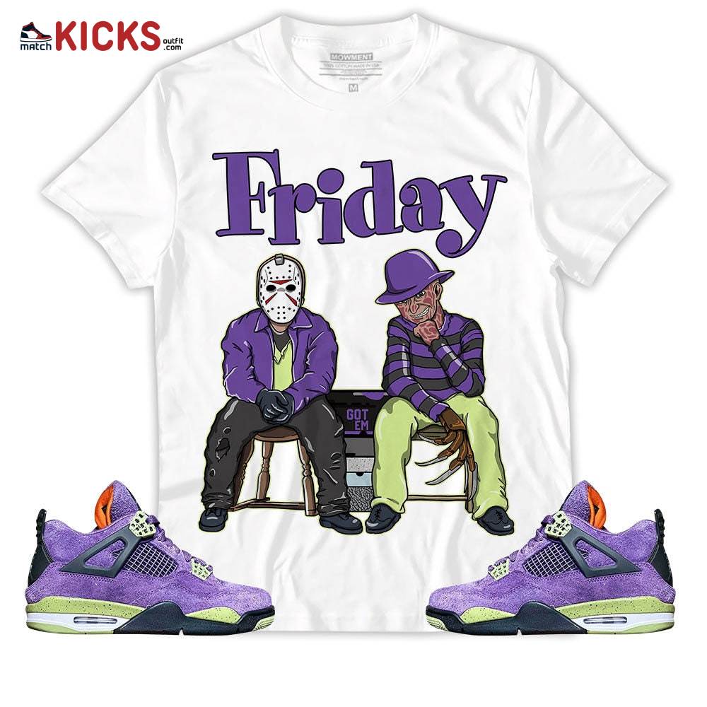Sneaker Shirt Match Jordan 4 Canyon Purple – Friday Horror – Canyon Purple 4s MKO T-Shirt Sneaker Shirt Match Jordan 4 Canyon Purple – Friday Horror – Canyon Purple 4s MKO T-Shirt