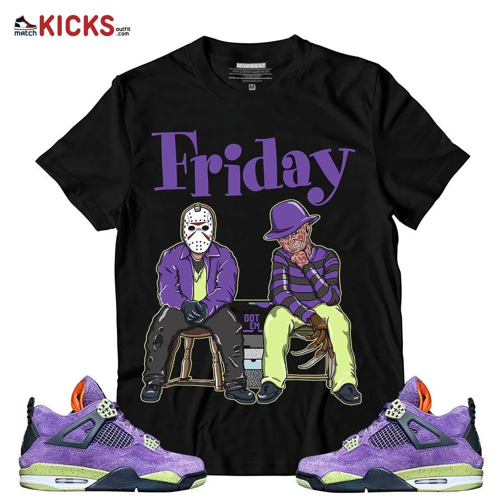 Sneaker Shirt Match Jordan 4 Canyon Purple – Friday Horror – Canyon Purple 4s MKO T-Shirt