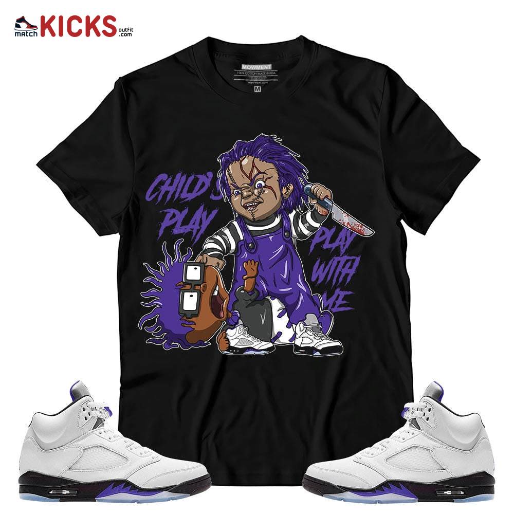 Sneaker Shirt Match Jordan 5 Retro Concord – Chucky Chuckie Child’s Play – Retro Concord 5s MKO T-Shirt