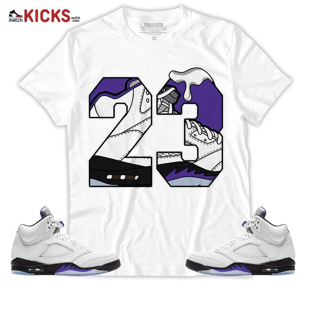 Sneaker Shirt Match Jordan 5 Retro Concord – Number 23 Dipping Purple – Concord 5s MKO T-Shirt Sneaker Shirt Match Jordan 5 Retro Concord – Number 23 Dipping Purple – Concord 5s MKO T-Shirt