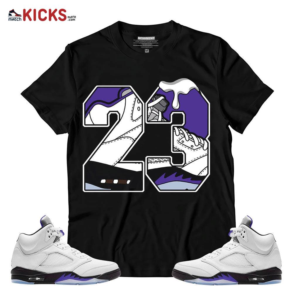 Sneaker Shirt Match Jordan 5 Retro Concord – Number 23 Dipping Purple – Concord 5s MKO T-Shirt