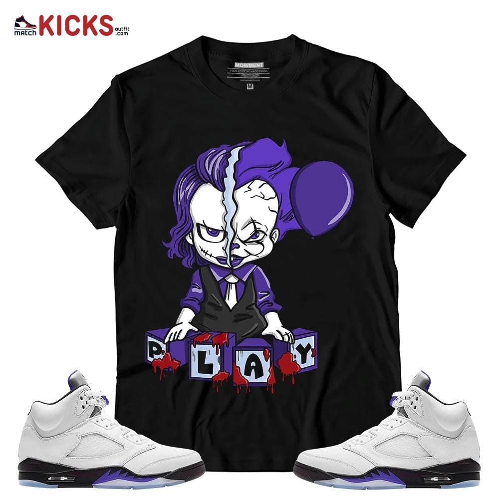 Sneaker Shirt Match Jordan 5 Retro Concord – Play Halloween – Retro Concord 5s MKO T-Shirt