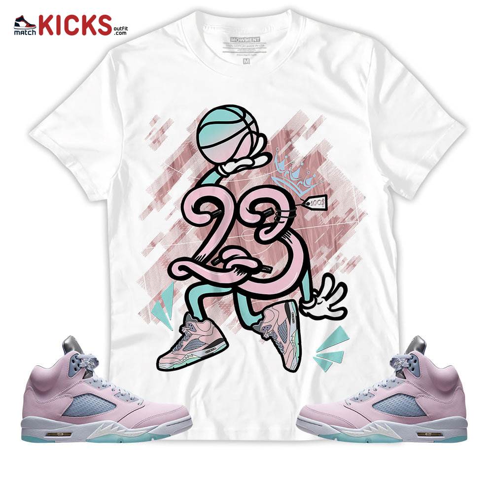Sneaker Shirt Match Jordan 5 Retro Easter – Number 23 With Basketball Player – Retro Easter 5s MKO T-Shirt Sneaker Shirt Match Jordan 5 Retro Easter – Number 23 With Basketball Player – Retro Easter 5s MKO T-Shirt
