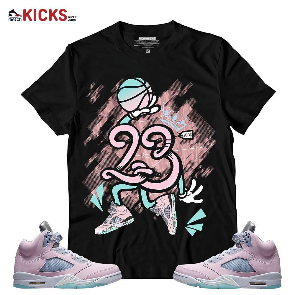 Sneaker Shirt Match Jordan 5 Retro Easter – Number 23 With Basketball Player – Retro Easter 5s MKO T-Shirt