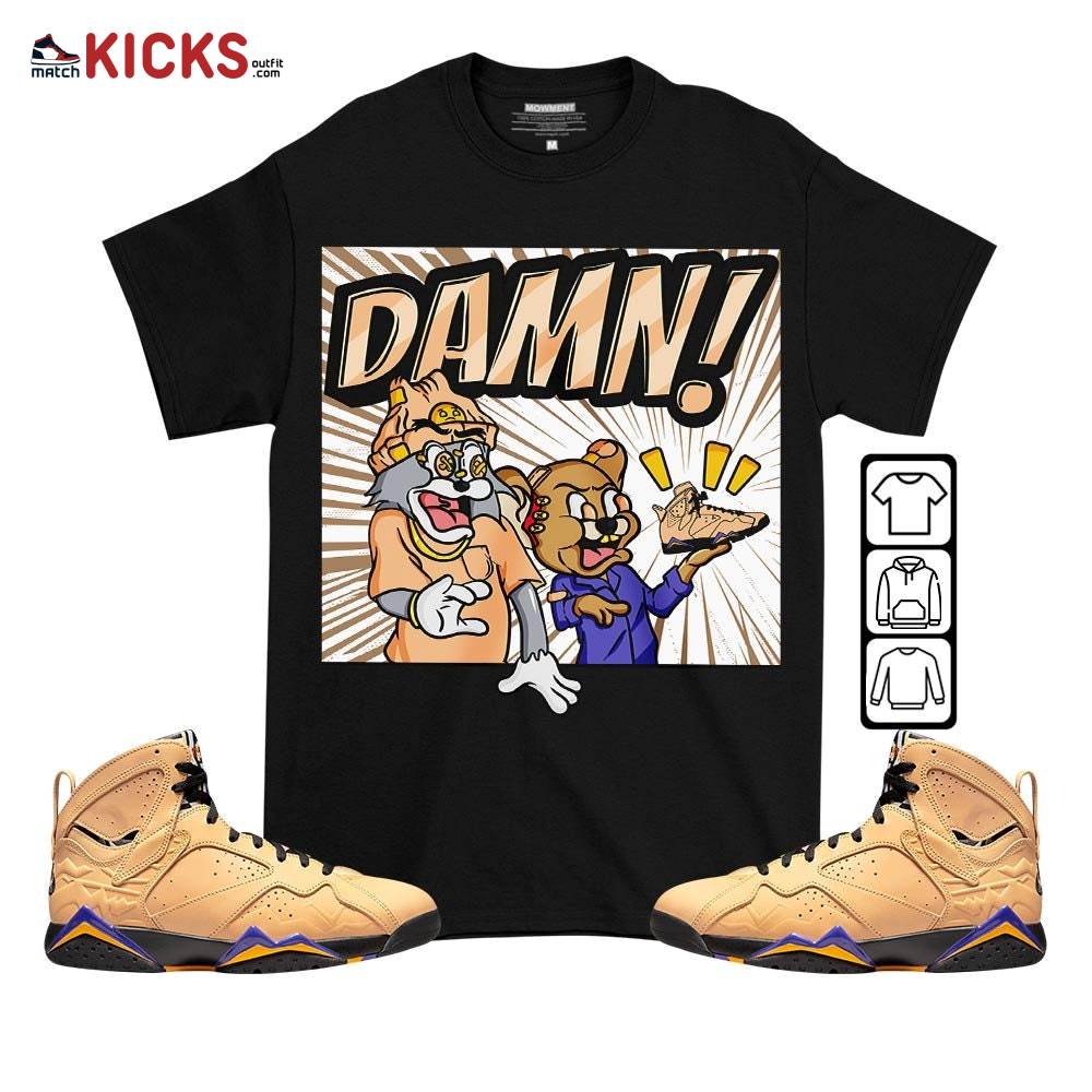 Sneaker Shirt Match Jordan 7 SE Afrobeats – Cat And Mouse Damn – Vachetta Tan 7s MKO T-Shirt