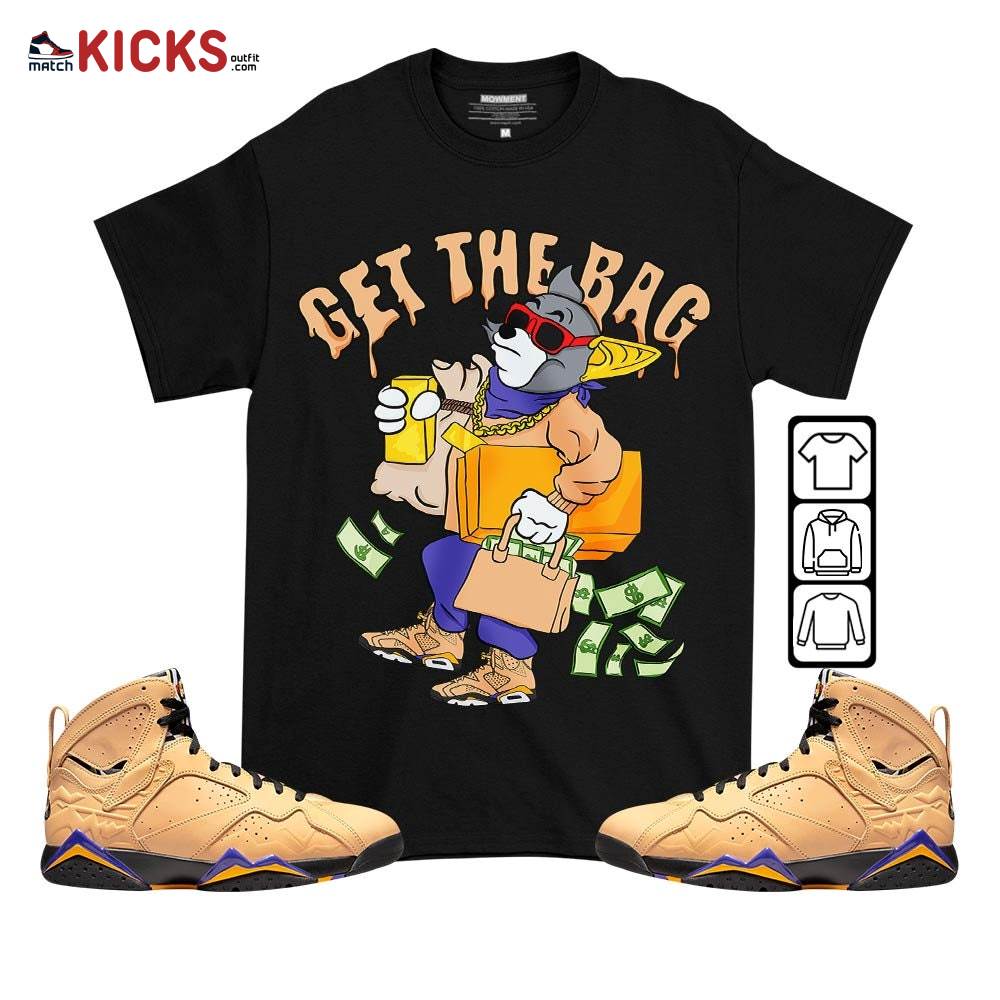 Sneaker Shirt Match Jordan 7 SE Afrobeats -Cat Get The Bag – Vachetta Tan 7s MKO T-Shirt