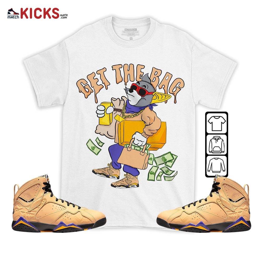 Sneaker Shirt Match Jordan 7 SE Afrobeats -Cat Get The Bag – Vachetta Tan 7s MKO T-Shirt Sneaker Shirt Match Jordan 7 SE Afrobeats -Cat Get The Bag – Vachetta Tan 7s MKO T-Shirt