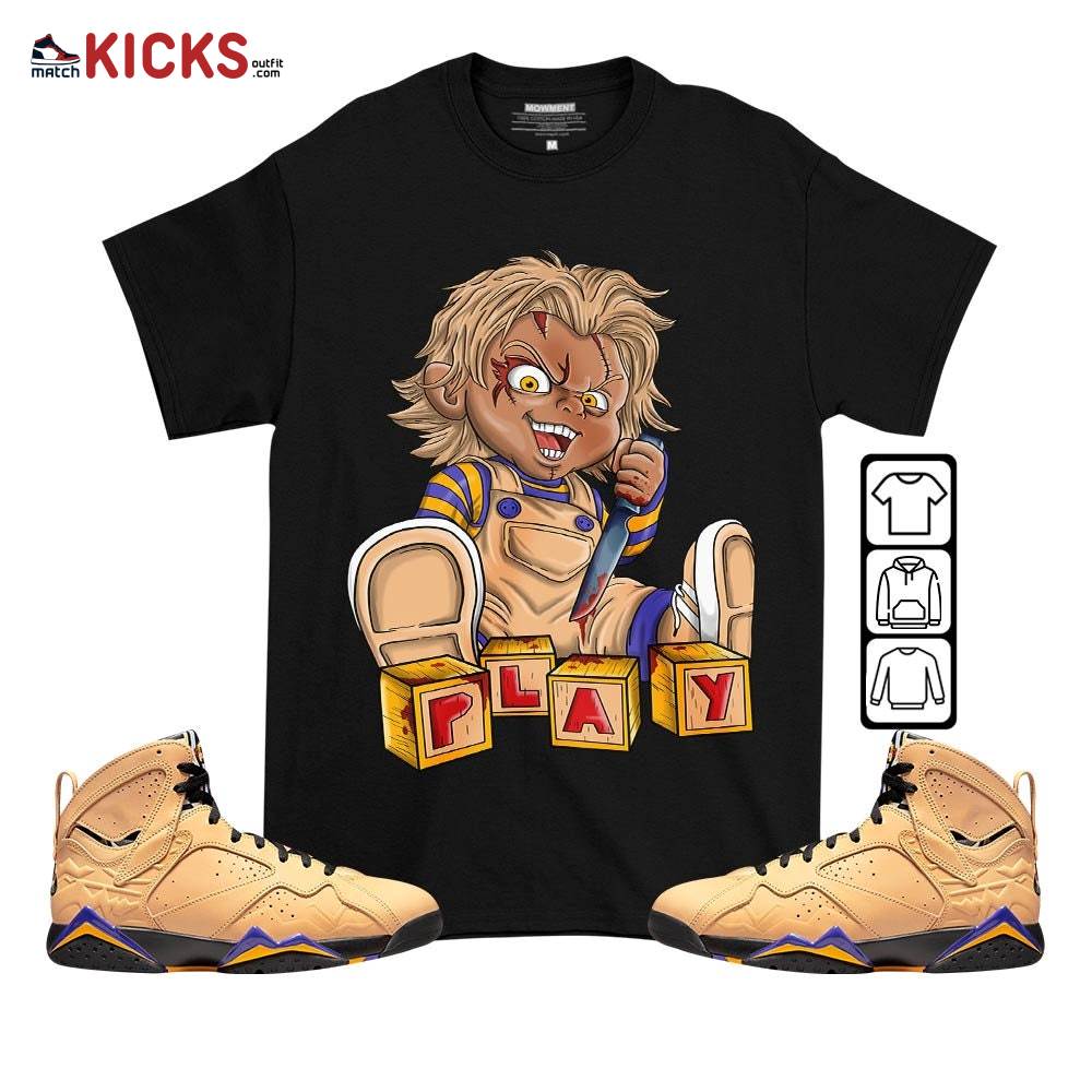 Sneaker Shirt Match Jordan 7 SE Afrobeats – Chucky Play Horror – Vachetta Tan 7s MKO T-Shirt