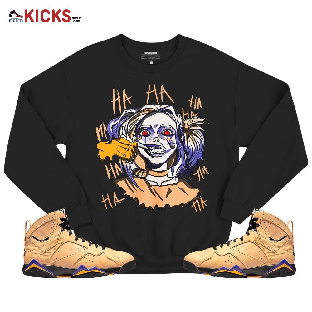 Sneaker Shirt Match Jordan 7 SE Afrobeats – Harley Quinn – Vachetta Tan 7s MKO T-Shirt Sneaker Shirt Match Jordan 7 SE Afrobeats – Harley Quinn – Vachetta Tan 7s MKO T-Shirt