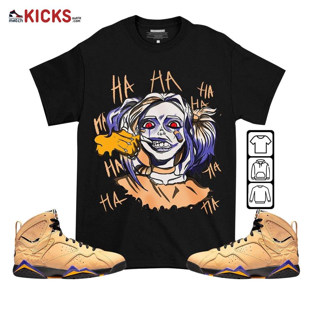 Sneaker Shirt Match Jordan 7 SE Afrobeats – Harley Quinn – Vachetta Tan 7s MKO T-Shirt Sneaker Shirt Match Jordan 7 SE Afrobeats – Harley Quinn – Vachetta Tan 7s MKO T-Shirt