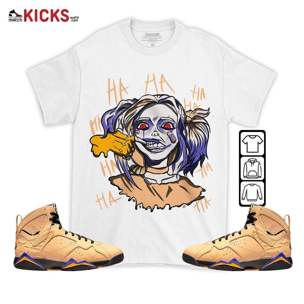 Sneaker Shirt Match Jordan 7 SE Afrobeats – Harley Quinn – Vachetta Tan 7s MKO T-Shirt Sneaker Shirt Match Jordan 7 SE Afrobeats – Harley Quinn – Vachetta Tan 7s MKO T-Shirt