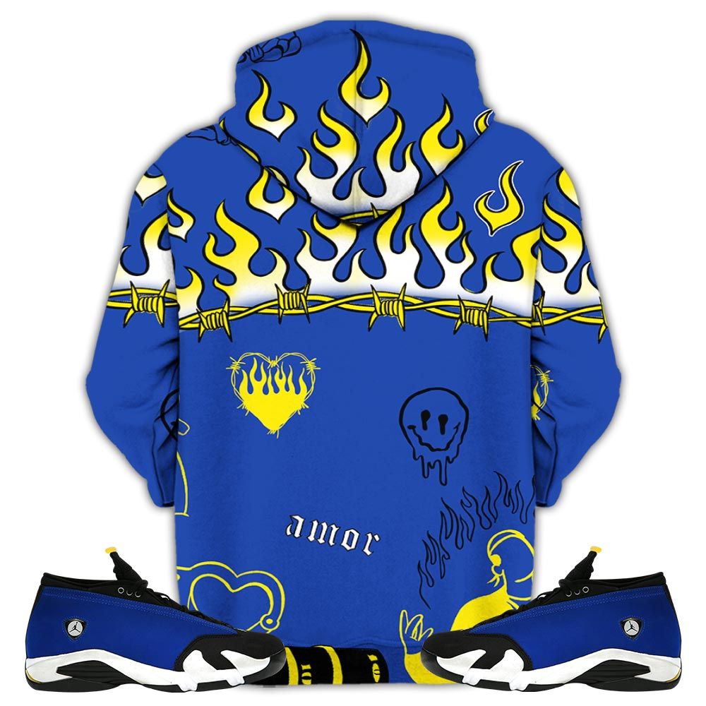 Sneaker Trust No One Sneaker Shirt Match 2023 Blue Laney 14S, Jordan 14 Laney Hoodie Sweatshirt Tee All Over Print MKO Shirt