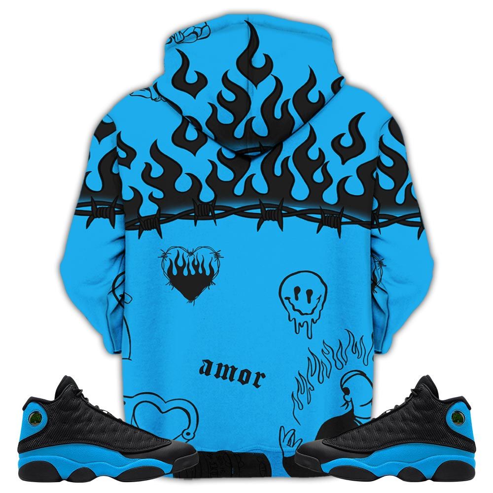Sneaker Trust No One Sneaker Shirt Match Black University Blue 13S, Jordan 13 Black University Blue 2022 Hoodie Sweatshirt Tee All Over Print MKO Shirt