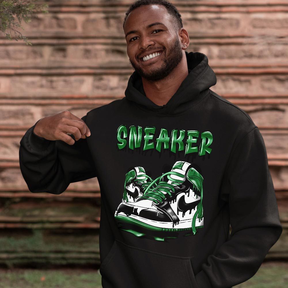 SNKR Shoe Dripping Sneaker Shirt Match Lucky Green 1s, Jordan 1 Lucky Green MKO T-Shirt SNKR Shoe Dripping Sneaker Shirt Match Lucky Green 1s, Jordan 1 Lucky Green MKO T-Shirt