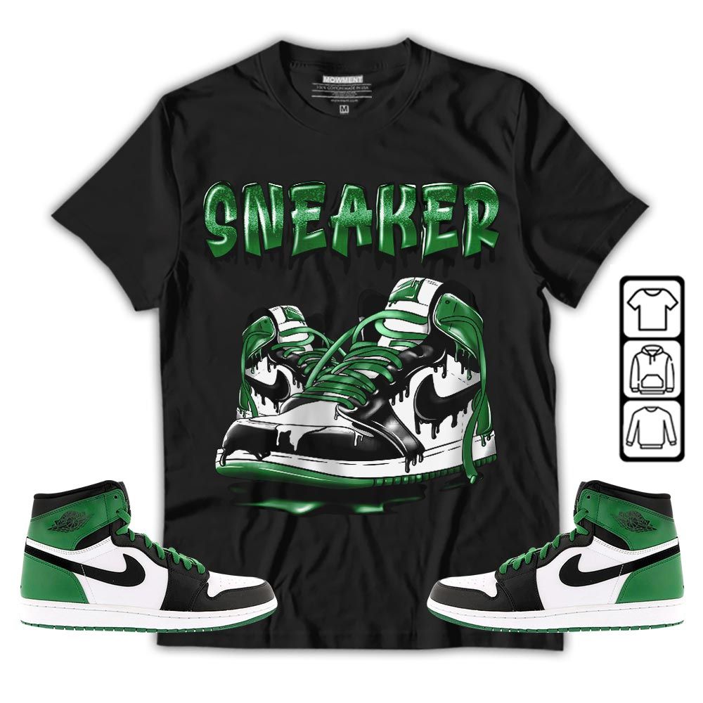 SNKR Shoe Dripping Sneaker Shirt Match Lucky Green 1s, Jordan 1 Lucky Green MKO T-Shirt SNKR Shoe Dripping Sneaker Shirt Match Lucky Green 1s, Jordan 1 Lucky Green MKO T-Shirt