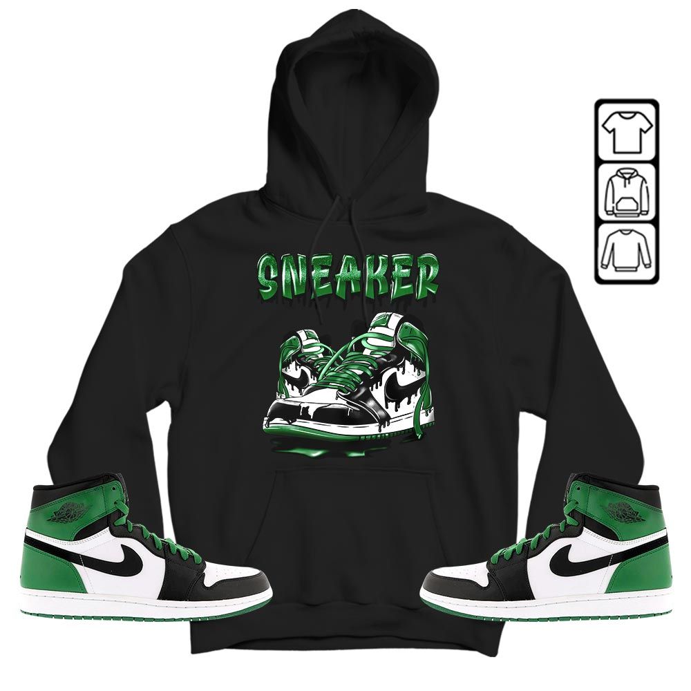 SNKR Shoe Dripping Sneaker Shirt Match Lucky Green 1s, Jordan 1 Lucky Green MKO T-Shirt SNKR Shoe Dripping Sneaker Shirt Match Lucky Green 1s, Jordan 1 Lucky Green MKO T-Shirt