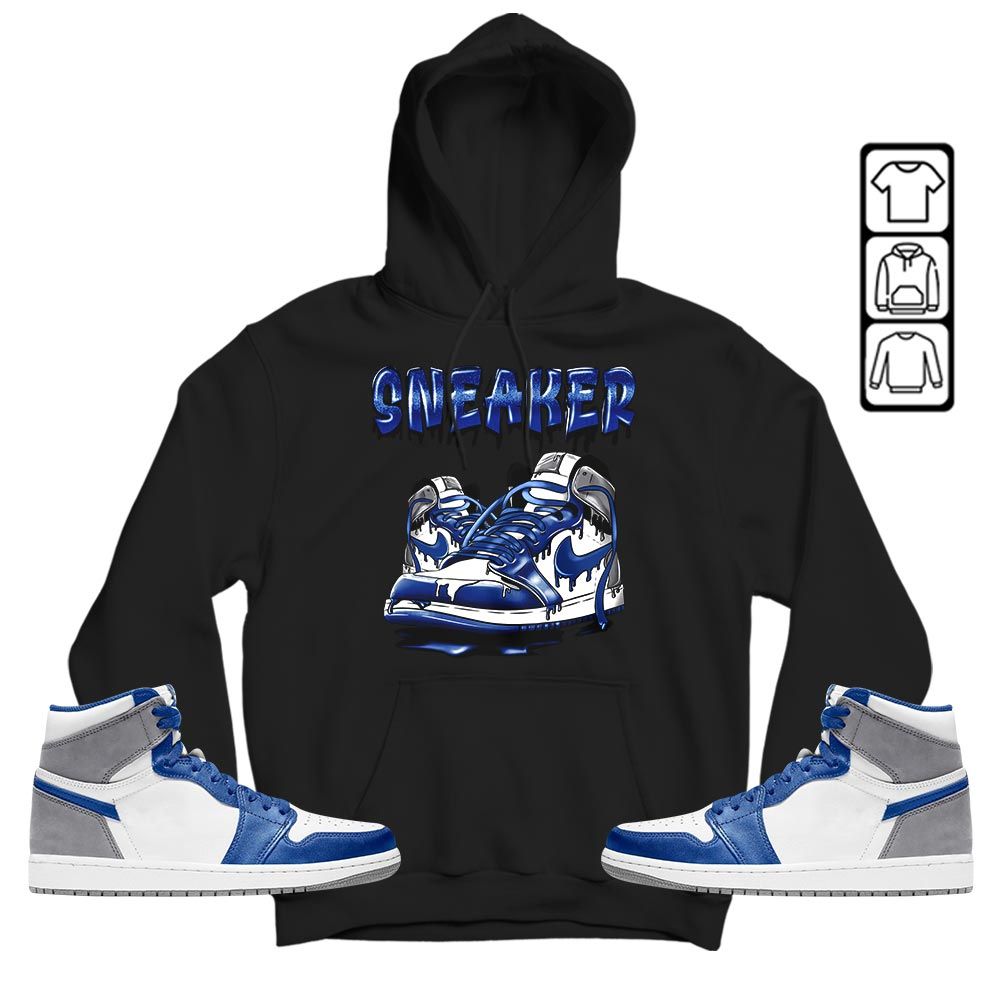 SNKR Shoe Dripping Sneaker Shirt Match True Blue 1s, Jordan 1 High OG True Blue MKO T-Shirt SNKR Shoe Dripping Sneaker Shirt Match True Blue 1s, Jordan 1 High OG True Blue MKO T-Shirt