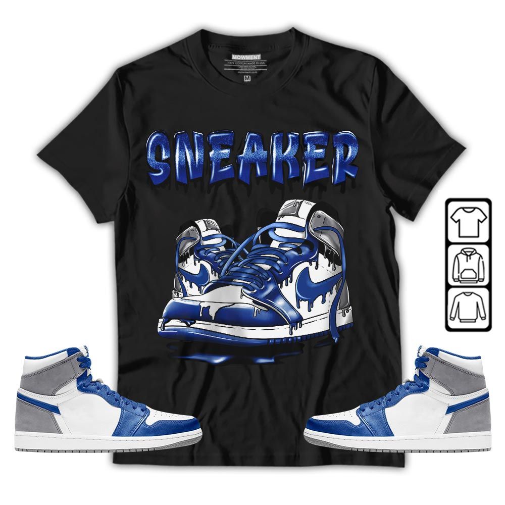 SNKR Shoe Dripping Sneaker Shirt Match True Blue 1s, Jordan 1 High OG True Blue MKO T-Shirt SNKR Shoe Dripping Sneaker Shirt Match True Blue 1s, Jordan 1 High OG True Blue MKO T-Shirt