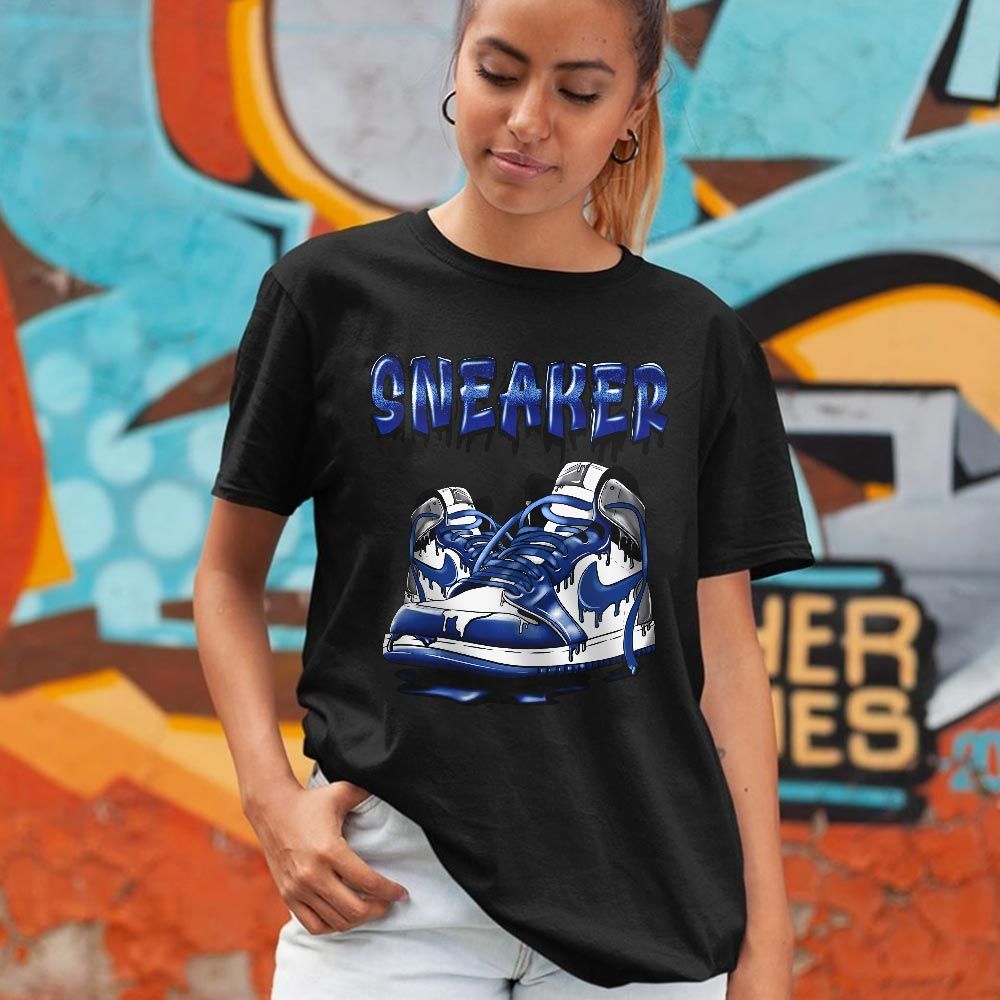 SNKR Shoe Dripping Sneaker Shirt Match True Blue 1s, Jordan 1 High OG True Blue MKO T-Shirt SNKR Shoe Dripping Sneaker Shirt Match True Blue 1s, Jordan 1 High OG True Blue MKO T-Shirt