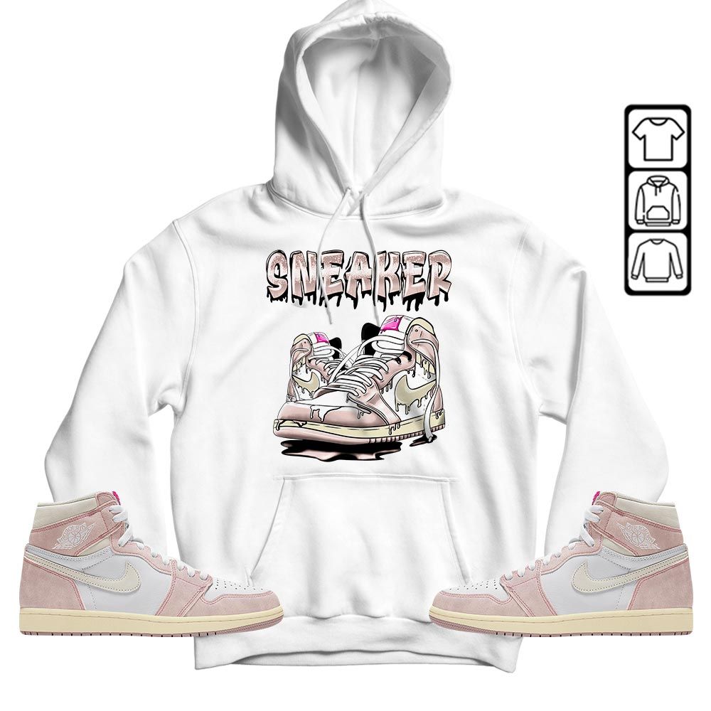 SNKR Shoe Dripping Sneaker Shirt Match Washed Pink 1s, Jordan 1 High OG Washed Pink MKO T-Shirt