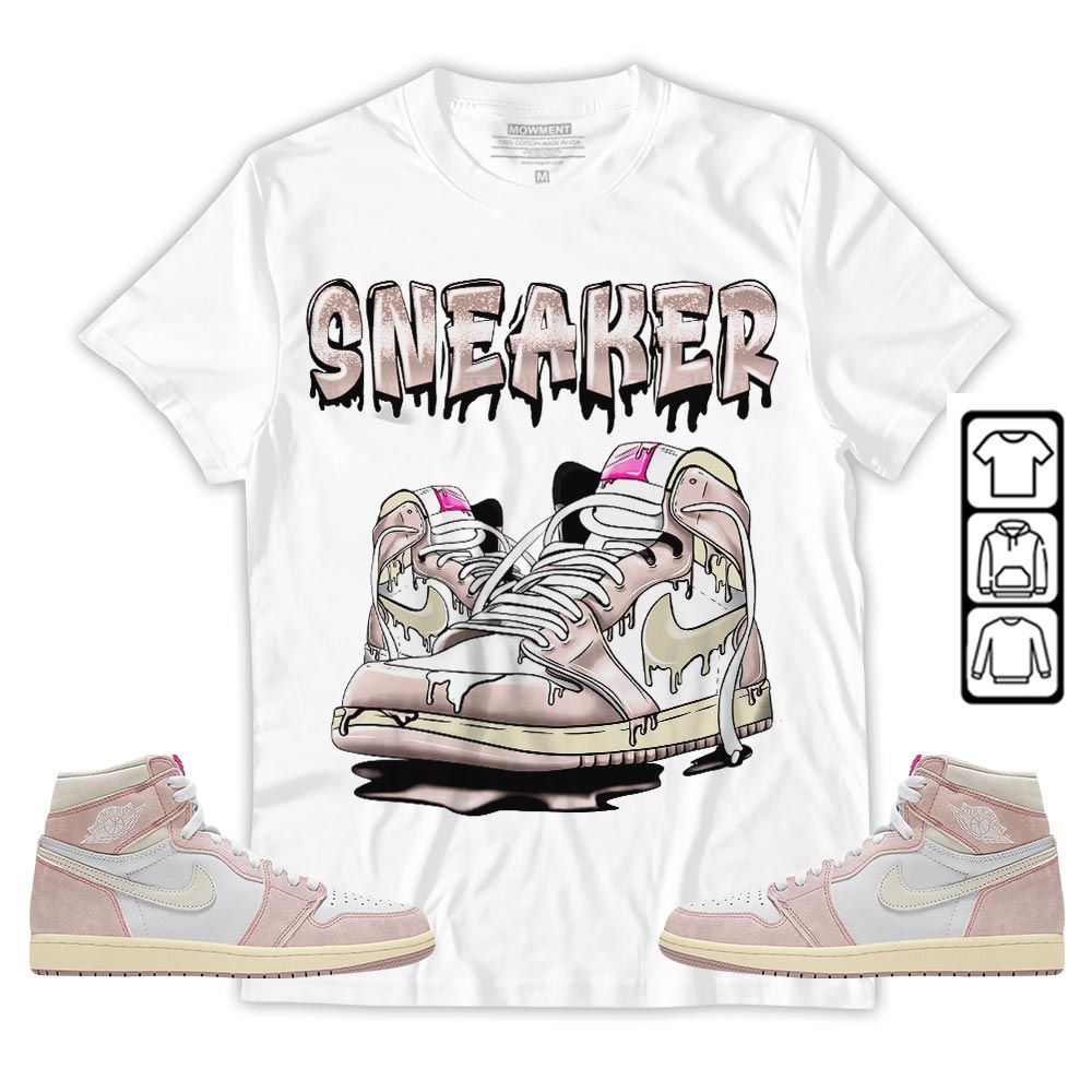 SNKR Shoe Dripping Sneaker Shirt Match Washed Pink 1s, Jordan 1 High OG Washed Pink MKO T-Shirt SNKR Shoe Dripping Sneaker Shirt Match Washed Pink 1s, Jordan 1 High OG Washed Pink MKO T-Shirt