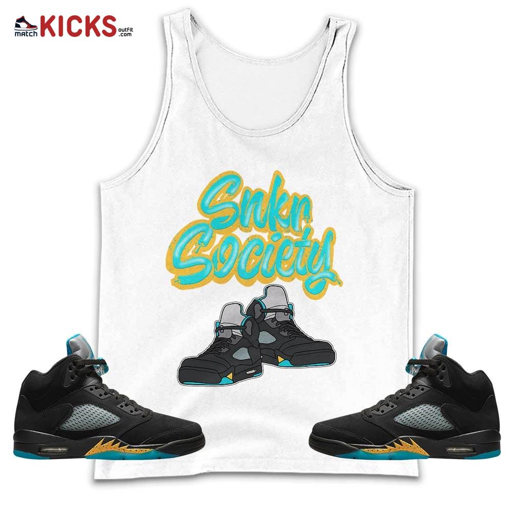 Snkr Society Sneaker Shirt Match 2023 Retro Aqua 5s, Jordan 5 Aqua MKO Tank Top
