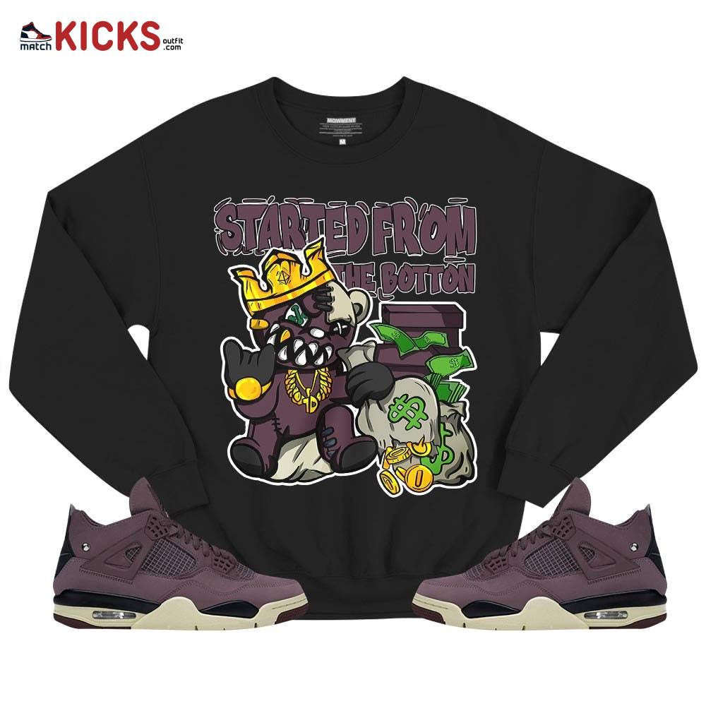 Started From The Botton Sneaker Shirt Match Violet Ore 4s, Jordan 4 A Ma Maniere Violet Ore MKO T-Shirt Started From The Botton Sneaker Shirt Match Violet Ore 4s, Jordan 4 A Ma Maniere Violet Ore MKO T-Shirt
