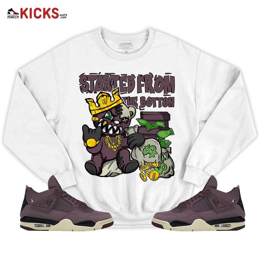 Started From The Botton Sneaker Shirt Match Violet Ore 4s, Jordan 4 A Ma Maniere Violet Ore MKO T-Shirt Started From The Botton Sneaker Shirt Match Violet Ore 4s, Jordan 4 A Ma Maniere Violet Ore MKO T-Shirt