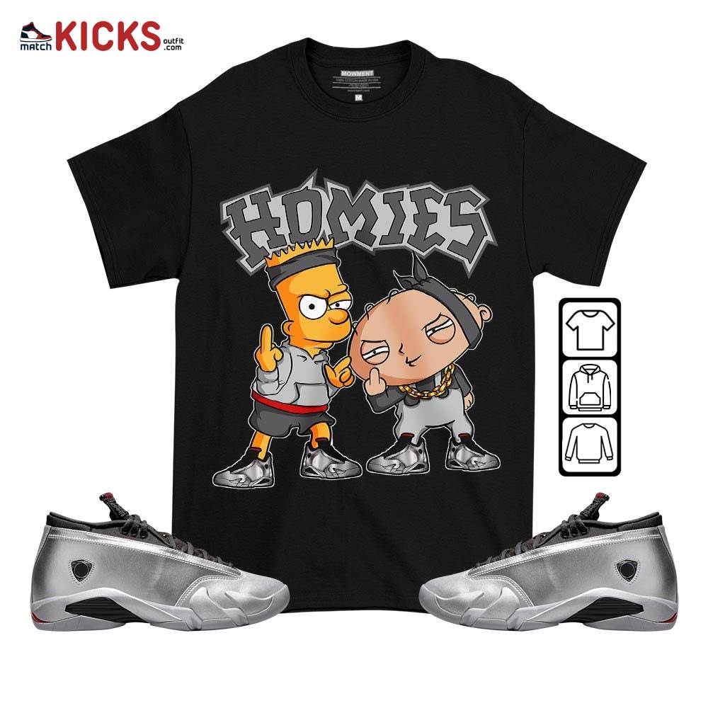 Stewie Homie Sneaker Shirt Match 14 Low Metallic Silver, Jordan 14 Metallic Silver MKO T-Shirt