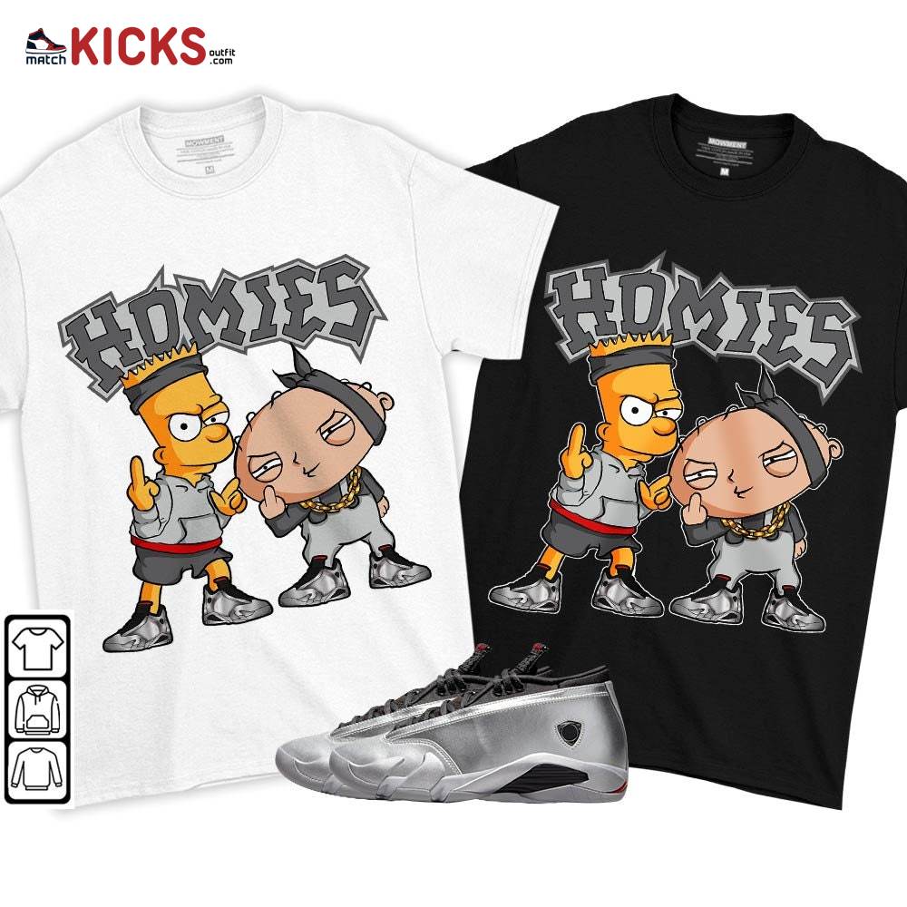Stewie Homie Sneaker Shirt Match 14 Low Metallic Silver, Jordan 14 Metallic Silver MKO T-Shirt