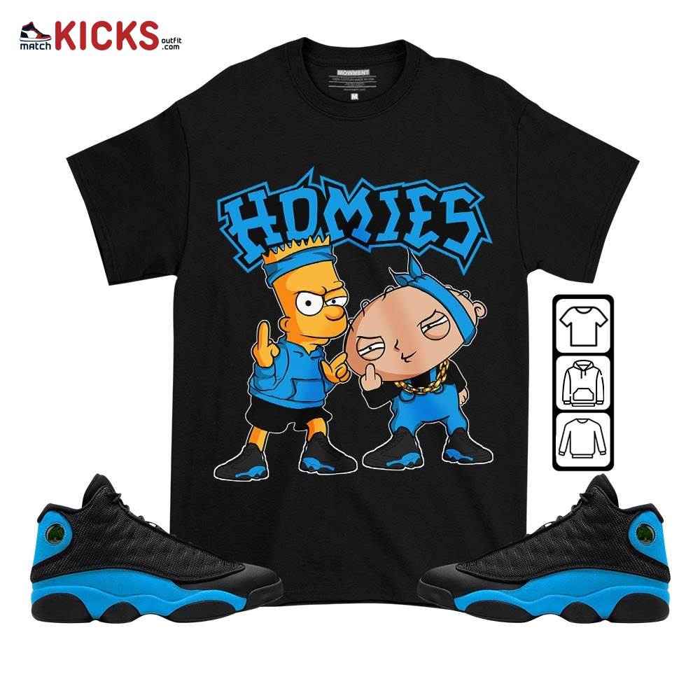 Stewie Homie Sneaker Shirt Match Black University Blue 13s, Jordan 13 Black University Blue 2022 MKO T-Shirt
