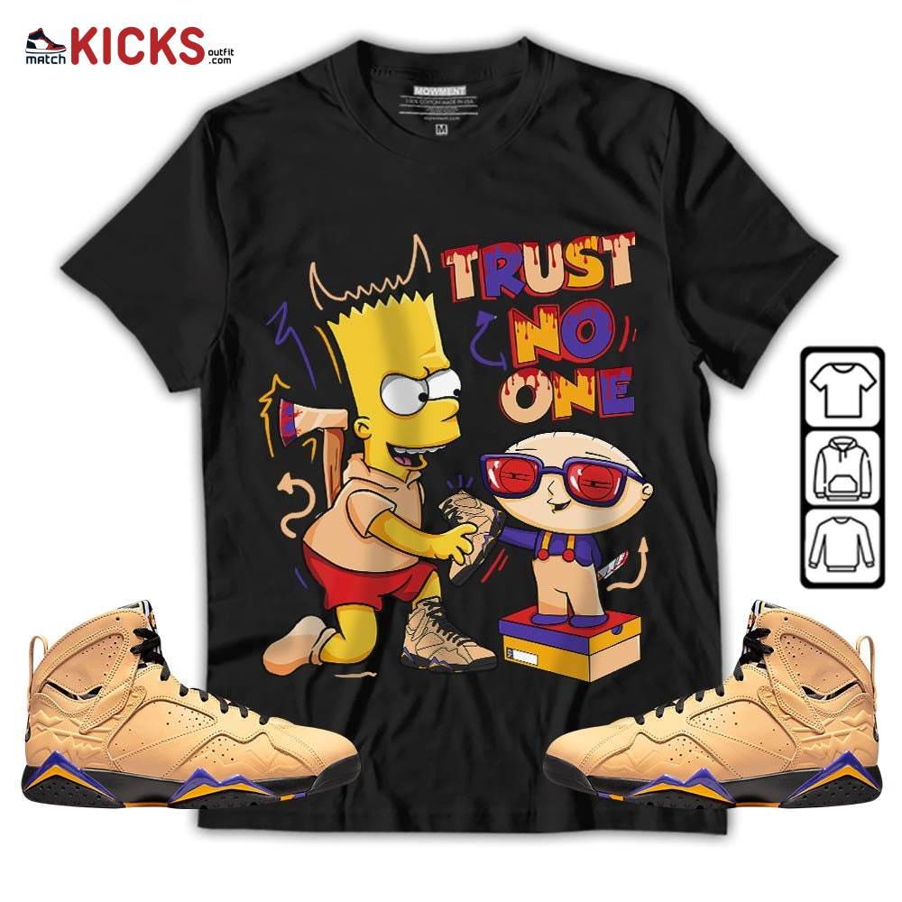 Stewie Trust No One Sneaker Shirt Match Vachetta Tan 7s, Jordan 7 SE Afrobeats MKO T-Shirt