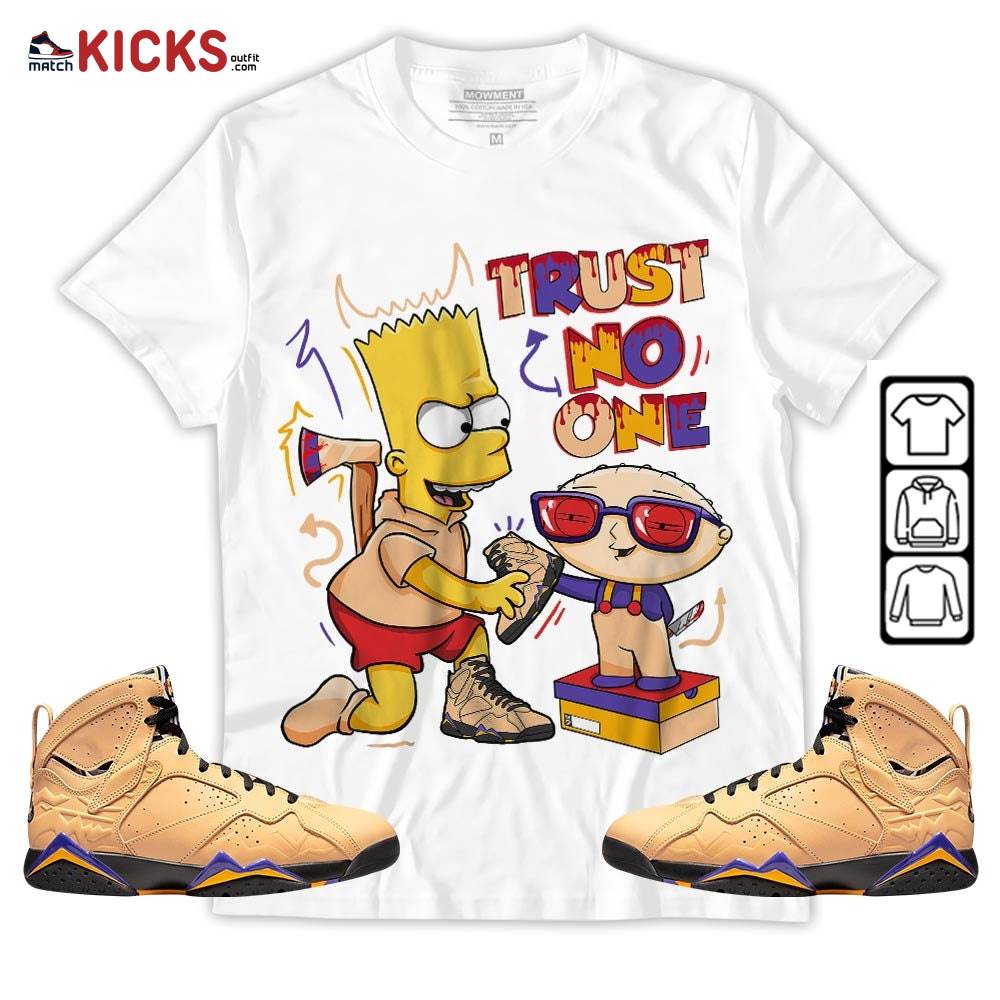 Stewie Trust No One Sneaker Shirt Match Vachetta Tan 7s, Jordan 7 SE Afrobeats MKO T-Shirt Stewie Trust No One Sneaker Shirt Match Vachetta Tan 7s, Jordan 7 SE Afrobeats MKO T-Shirt