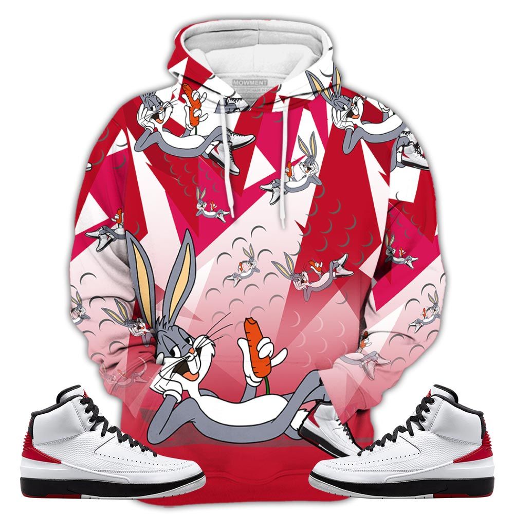 Streetwear Funny Bunny Shoes Sneaker Shirt Match 2 Chicago Varsity Red, Jordan Retro 2 Chicago Hoodie Sweatshirt Tee All Over Print MKO Shirt