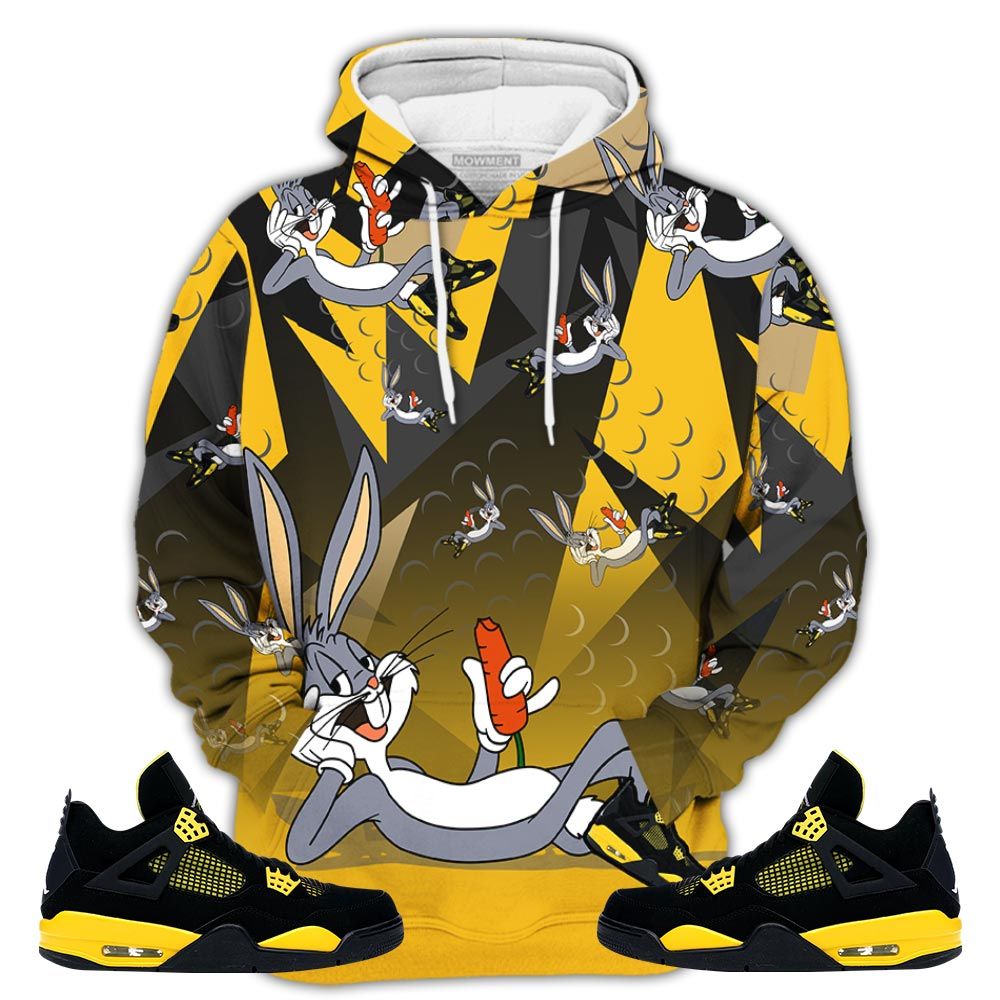 Streetwear Funny Bunny Shoes Sneaker Shirt Match 2023 Thunder 4S, Jordan Retro 4 Thunder Hoodie Sweatshirt Tee All Over Print MKO Shirt Streetwear Funny Bunny Shoes Sneaker Shirt Match 2023 Thunder 4S, Jordan Retro 4 Thunder Hoodie Sweatshirt Tee All Over Print MKO Shirt