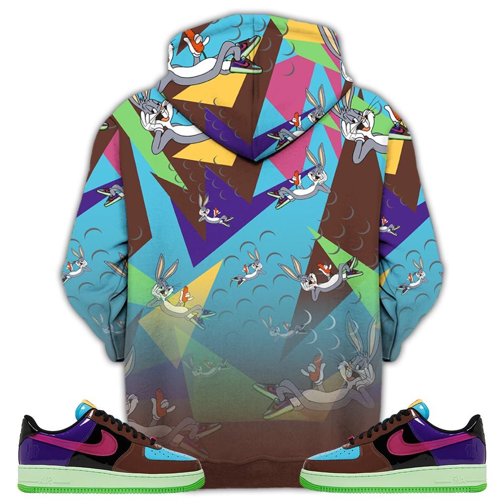 Streetwear Funny Bunny Shoes Sneaker Shirt Match Af 1 Low Sp Pink Prime, Air Force 1 Undefeated Pink Prime Hoodie Sweatshirt Tee All Over Print MKO Shirt
