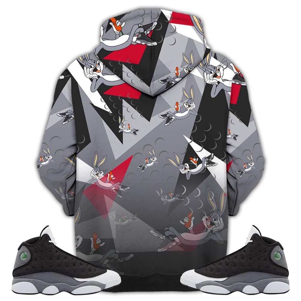 Streetwear Funny Bunny Shoes Sneaker Shirt Match Black Flint 13S, Jordan Retro 13 Black Flint Hoodie Sweatshirt Tee All Over Print MKO Shirt
