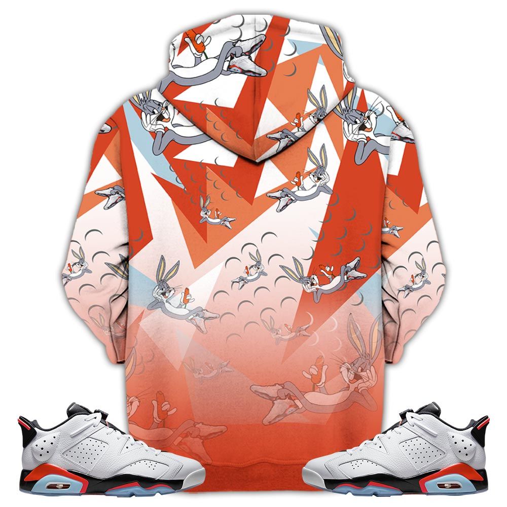 Streetwear Funny Bunny Shoes Sneaker Shirt Match Golf White Infrared 6S, Jordan 6 Low Infrared Hoodie Sweatshirt Tee All Over Print MKO Shirt