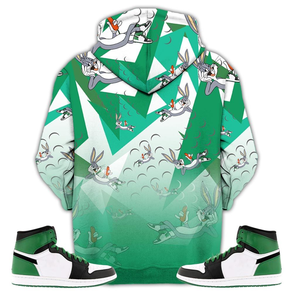 Streetwear Funny Bunny Shoes Sneaker Shirt Match Lucky Green 1S, Jordan 1 Lucky Green Hoodie Sweatshirt Tee All Over Print MKO Shirt