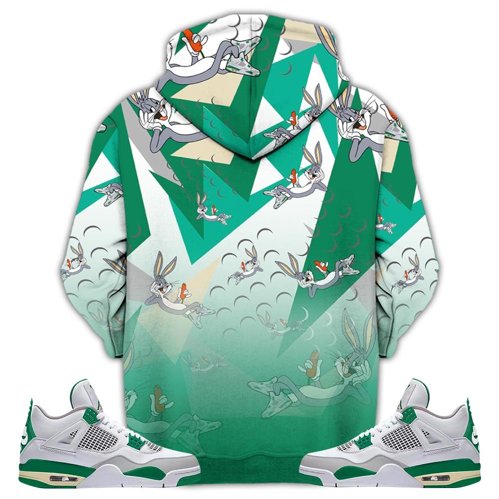 Streetwear Funny Bunny Shoes Sneaker Shirt Match Retro Pine Green 4S, Jordan 4 Pine Green Hoodie Sweatshirt Tee All Over Print MKO Shirt