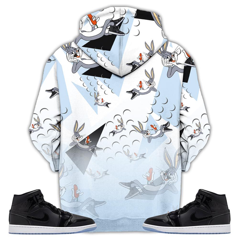 Streetwear Funny Bunny Shoes Sneaker Shirt Match Space Jam 1S, Jordan 1 Mid Space Jam Hoodie Sweatshirt Tee All Over Print MKO Shirt