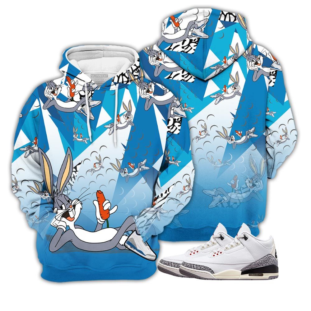 Streetwear Funny Bunny Shoes Sneaker Shirt Match Wizards 3S, Jordan Retro 3 Wizards Hoodie Sweatshirt Tee All Over Print MKO Shirt