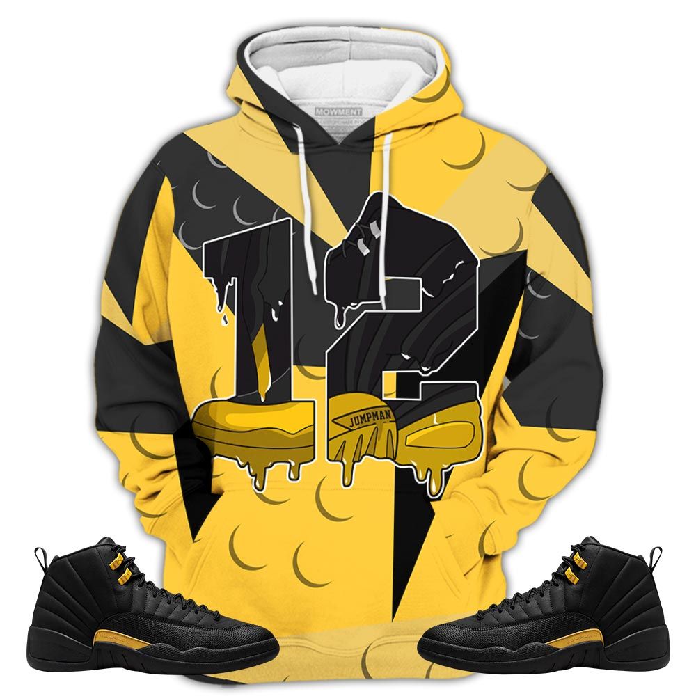 Streetwear Number 12 Sneaker Shirt Match Black Taxi 12S, Jordan 12 Retro Black Taxi Hoodie Sweatshirt Tee All Over Print MKO Shirt