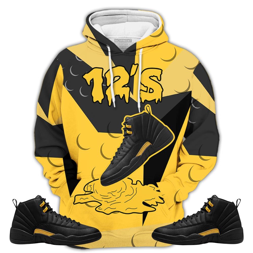 Streetwear Shoes Dripping Sneaker Shirt Match Black Taxi 12S, Jordan 12 Retro Black Taxi Hoodie Sweatshirt Tee All Over Print MKO Shirt