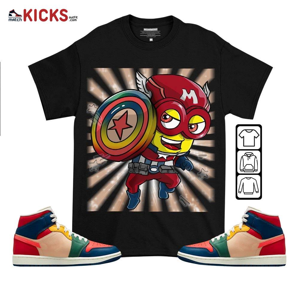 Super Hero American Drip Sneaker Shirt Match Multi Color 2022 1s, Jordan 1 Mid Multi Color 2022 MKO T-Shirt