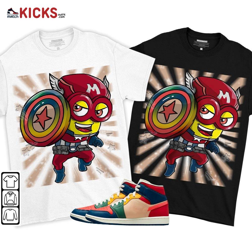 Super Hero American Drip Sneaker Shirt Match Multi Color 2022 1s, Jordan 1 Mid Multi Color 2022 MKO T-Shirt