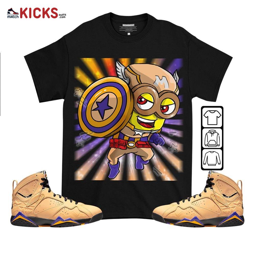 Super Hero American Drip Sneaker Shirt Match Vachetta Tan 7s, Jordan 7 SE Afrobeats MKO T-Shirt